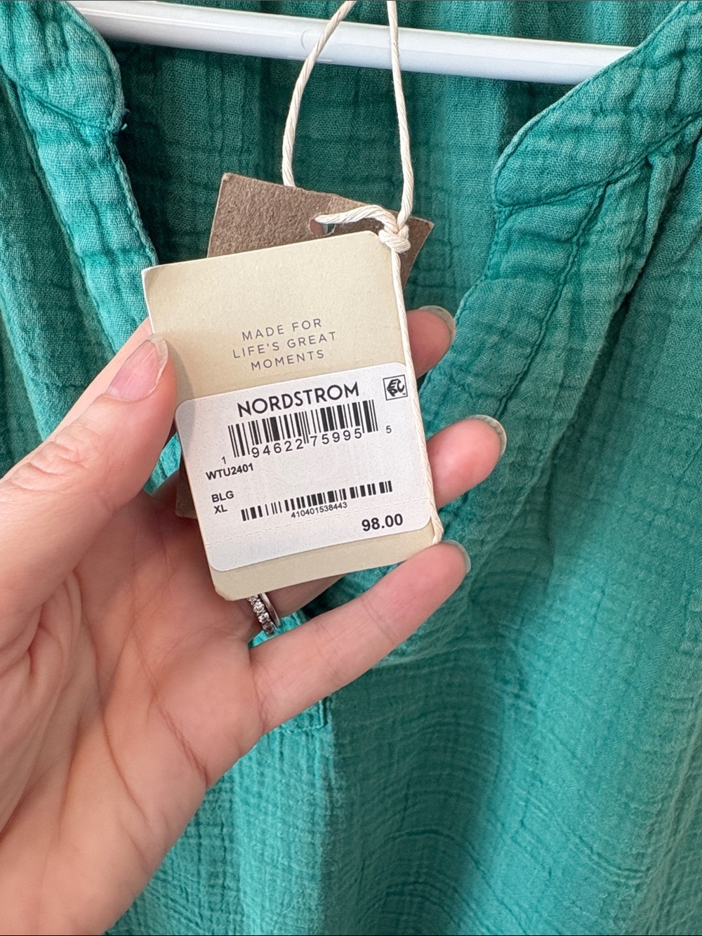 NWT Faherty Dylan Teal Split-Neck Cotton Gauze blouse - Picture 3 of 11